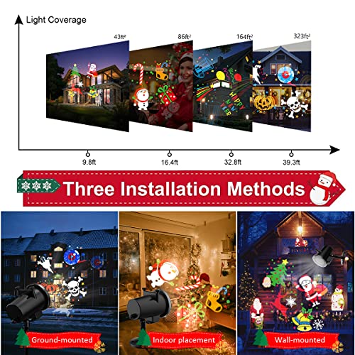 Christmas Holiday Lights Projector,Waterproof IP65 Indoor Outdoor Motion Remote Control 10W LED Projector, 16 Slides Holiday Light Party Outdoor Garden House Apartment Kids Room Night Light