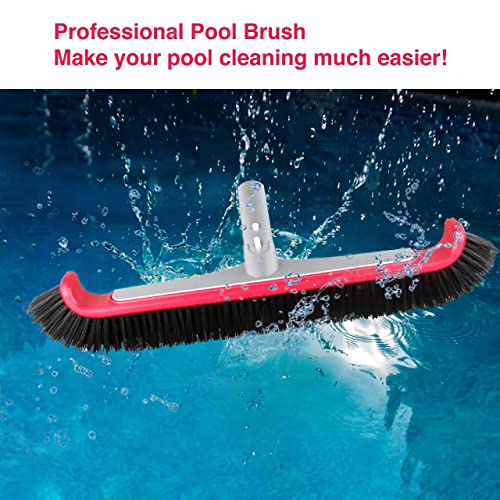 Heavy Duty Swimming Pool Wall & Tile Brush,Reinforced Aluminium Back Design,Nylon Bristles Brush Head with EZ Clips(Pole not Included) Red