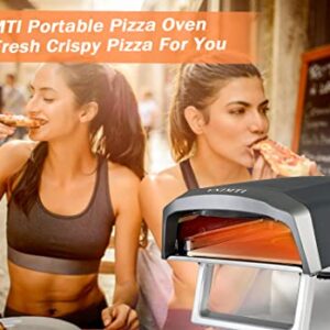 VNIMTI 12” Outdoor Gas Pizza Oven Portable Stainless Steel Pizza Grill with Pizza Stone, Peel and Cutter, Foldable Feet, Adjustable Heat Control, Great Addition for Outside, Kitchen, Party, Backyard