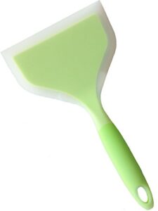 minchsrin silicone wrapped plastic fish spatula pancakes shovel non-stick heat-resistant wide flat turner for egg tamales pizza (green)