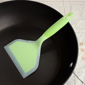 Minchsrin Silicone Wrapped Plastic Fish Spatula Pancakes Shovel Non-Stick Heat-Resistant Wide Flat Turner For Egg Tamales Pizza (Green)