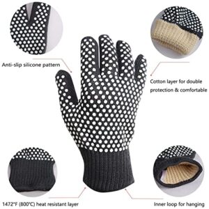 BBQ Grill Glove, Pot Holder Oven Mitts (1PCS) Heat Resistant Cooking Glove, Fireproof Resistant Designed Oven Glove for Welding, Barbecue