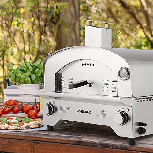 Propane Pizza Oven, PZ101SN Outdoor Gas Pizza Oven with 13" Pizza Stone, Portable Gas Fired Pizza Maker for Outside, Stainless Steel