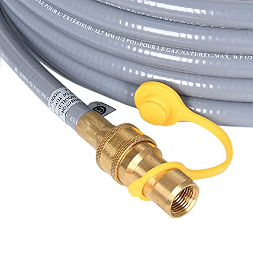 GasSaf 10 Feet 1/2" ID Natural Gas and Propane Gas Quick Connect Hose Kit -Quick Disconnect Gas Connect with 1/2 Female Pipe Thread X 1/2 Female Swivel Flare-CSA Certified