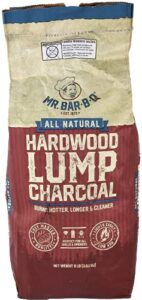 mr. bar-b-q natural hardwood lump charcoal | burns hotter, longer & cleaner | made from a 100% hardwood blend | natural lump charcoal | lights easily – low ash | 8-pound bag