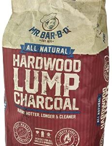 Mr. Bar-B-Q Natural Hardwood Lump Charcoal | Burns Hotter, Longer & Cleaner | Made from a 100% Hardwood Blend | Natural Lump Charcoal | Lights Easily - Low Ash | 8-Pound Bag