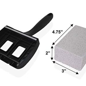 Tamwell 4 Grill Griddle Pumice Stone Cleaning Bricks Complete with Handle Suitable for BBQ, Kitchen and Household Cleaning