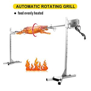 Karpevta Electric Rotisserie Grill Kit 50W Motor Spit Roaster Rotisserie Kit Up to 125Lbs Electric BBQ Rotisserie Kit 8 Level Height Adjustable Spit Roaster Stand for Outdoor Party Campfire