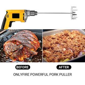 Onlyfire 4 Inch Stainless Steel Pork Puller Used with Standard Hand Drill for Beef, Chicken, Potato Masher and Tamale Meat