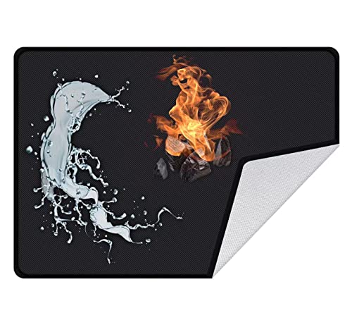 SIRUITON Large Under Grill Mats, 75″x36 inch Under BBQ Mat Protect Decks and Patios from Grease Splatter, Absorbent Oil Reusable and Washable, Fire Pit Ember Mat