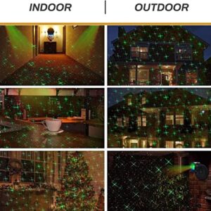 Christmas Projector Lights, Led Waterproof Christmas Laser Lights Landscape Spotlight Red and Green Star Show with Remote Decorative for Bedroom Outdoor Garden Patio Wall Holiday Party