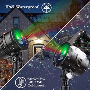 Christmas Projector Lights, Led Waterproof Christmas Laser Lights Landscape Spotlight Red and Green Star Show with Remote Decorative for Bedroom Outdoor Garden Patio Wall Holiday Party