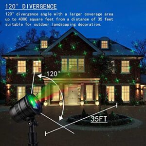 Christmas Projector Lights, Led Waterproof Christmas Laser Lights Landscape Spotlight Red and Green Star Show with Remote Decorative for Bedroom Outdoor Garden Patio Wall Holiday Party