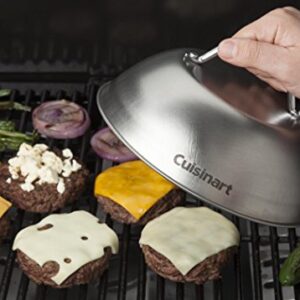 Cuisinart CGPR-221, Cast Iron Grill Press (Wood Handle) & CMD-108 Melting Dome, 9",Stainless steel
