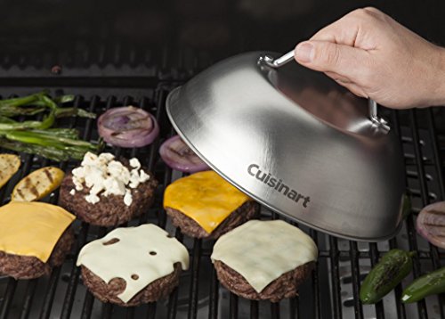 Cuisinart CGPR-221, Cast Iron Grill Press (Wood Handle) & CMD-108 Melting Dome, 9",Stainless steel