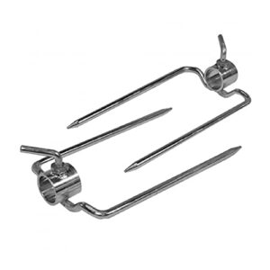 titan great outdoors pair dual prong rotisserie forks for 1″ round spit rod shoulder, stainless steel fork set