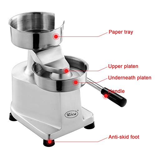 ZICA Commercial Hamburger Patty Maker 150mm/6inch Stainless Steel Burger Press Heavy Duty Hamburger Press Meat Patty Maker Hamburger Forming Processor with 500 Pcs Patty Papers