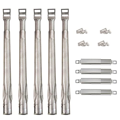 Dongftai 1" Dia Adjustable Burner (5-Pack) and Adjustable Crossover Tube (4-Pack) Extends from 14" to 19" BBQ Replacement Parts for Nexgrill, Brinkmann, Dyna-Glo, and Most Gas Grill Models