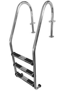 fibropro® stainless steel in ground swimming pool ladder with easy mount legs (3 step)
