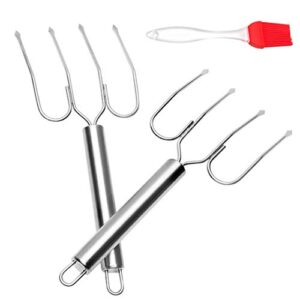 turkey lifter serving set roaster poultry forks including 1 good grip silicone basting & pastry brush