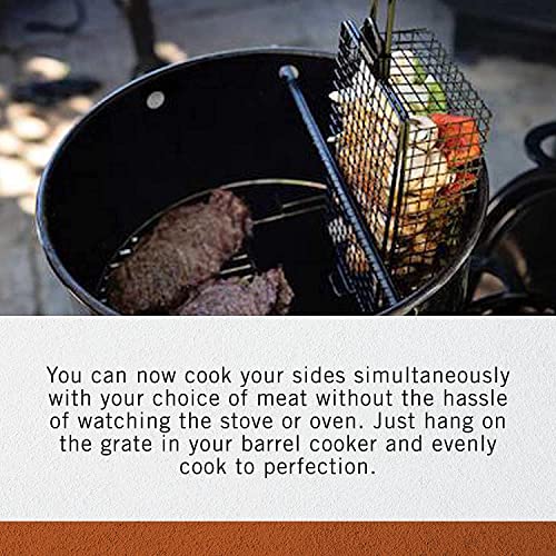 Pit Barrel Cooker All Purpose Basket Hanger | Grill Meat and Cook Sides Simultaneously | Barrel Smoker All Purpose Grill Basket | Grill Smaller Veggies, Mushrooms, Sides