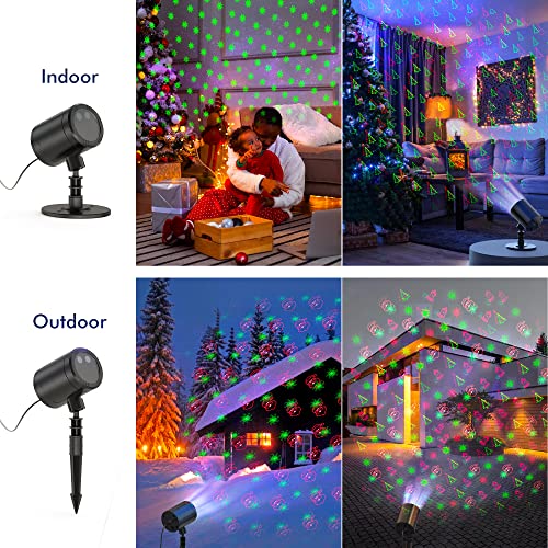 Christmas Projector Lights Outdoor, LinBii Waterproof Christmas Lights Projector with Remote Control Landscape Spotlight Red and Green Star Show for Holiday Xmas Party Garden House Bedroom