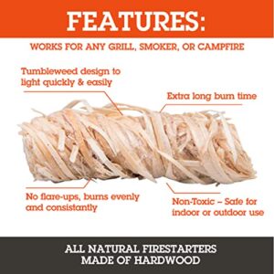 All Natural Fire Starters (50 Pack) - Unique Design Lights Quick & Easily with No Flare Up- Indoor Outdoor Use for Barbecue Charcoal Grill, Campfire, Pellet Stove, Firewood - Fathers Day BBQ Gift