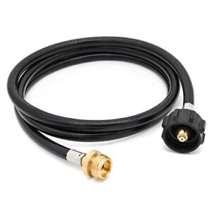 leimo kparts 6 feet propane adapter hose 1 lb to 20 lb converter replacement for weber q1200 q1000 gas grill, fit for qcc1/type1 tank connect to 1 lb bulk portable appliances to 20 lb propane tank.