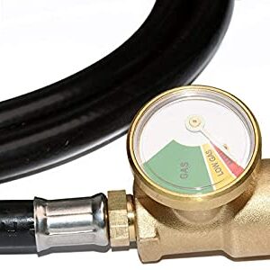 DOZYANT 12 Feet Propane Hose with Gauge,Include Tank Adapter Converts POL 100 lb LP Tank to QCC1 for Gas Grill, Stove and More Propane Appliances