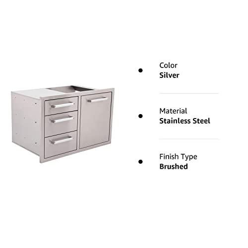 Bonfire Outdoor Kitchen Triple Drawer & Trash Drawer Combo, 304 Stainless Steel, CBATDT