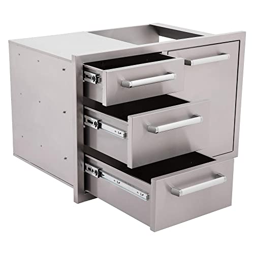 Bonfire Outdoor Kitchen Triple Drawer & Trash Drawer Combo, 304 Stainless Steel, CBATDT