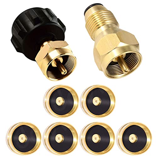 Joywayus 1LB Tank Gas Propane QCC1 Regulator Valve Propane Refill Adapter,1 Gas Connector 6 Propane Bottle Caps Universal for All 1 lb Propane Tank Small Cylinders Outdoor BBQ Kit