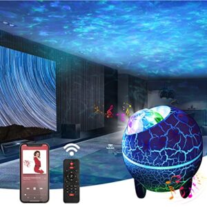 dr. prepare dinosaur egg star projector galaxy night light, starry light with bluetooth speaker timer voice/remote control, ocean wave projector night light for kids adults party ceiling room decor