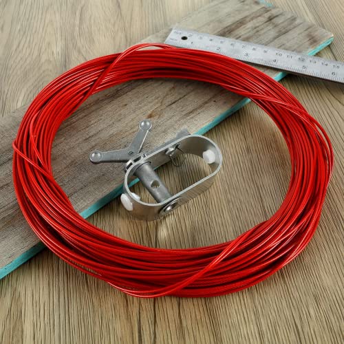 Pool Cover Cable and Winch Kit, 100ft Plastic-Coated Steel Cable and Ratchet for Winter Safe Above Ground Swimming Pool Cover,Replacements for Swimming Pool Cover Winch and Cable