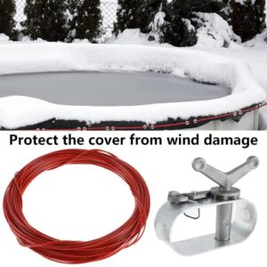 Pool Cover Cable and Winch Kit, 100ft Plastic-Coated Steel Cable and Ratchet for Winter Safe Above Ground Swimming Pool Cover,Replacements for Swimming Pool Cover Winch and Cable