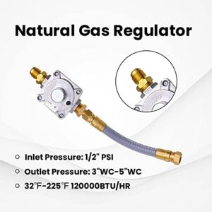 98523 10Ft 1/2" ID Natural Gas Conversion Kit,Propane to Natural Gas Conversion Kit,Natural Gas Hose and Nature Gas Regulator,Compatible with Monument Grills Model 41847NG and 77352NG