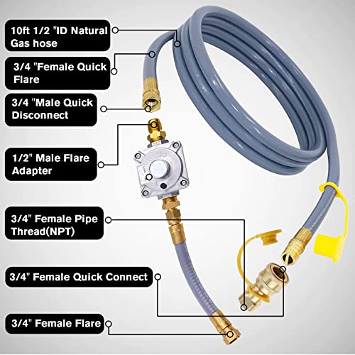 98523 10Ft 1/2" ID Natural Gas Conversion Kit,Propane to Natural Gas Conversion Kit,Natural Gas