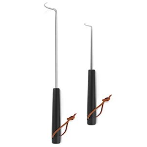 joyfair food flipper hook set of 2 (17 in + 12 in), pigtail meat turner hooks for barbecue grilling flipping turning steaks & vegetables, stainless steel bbq grill accessories for right-handed