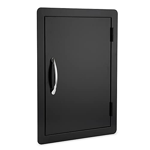 Stanbroil BBQ Access Door - 17W x 23H Inch Wall Construction Flush Mount Single Vertical Door for Outdoor Kitchen, BBQ Island, Grilling Station, Outside Cabinet - Black