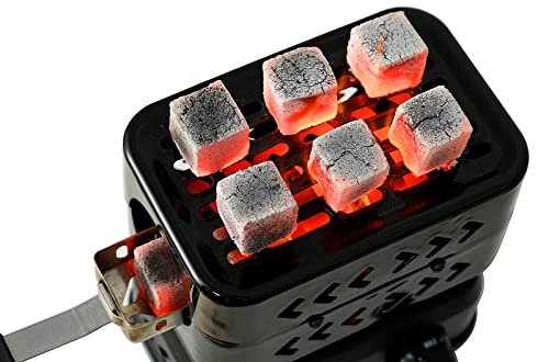 minkah Multipurpose Turbo Coal Burner 3D 360° Faster Heating Electric Stove Coconut Charcoal Starter 2 Heating Zones, 1200W High Power Cube Coil Burner Fire Starter