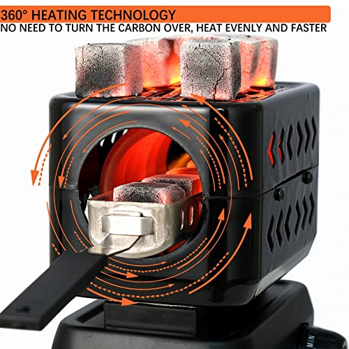 minkah Multipurpose Turbo Coal Burner 3D 360° Faster Heating Electric Stove Coconut Charcoal Starter 2 Heating Zones, 1200W High Power Cube Coil Burner Fire Starter