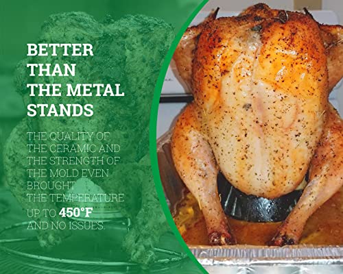 Ceramic Beer Can Chicken Holder for Smokers, Vertical Chicken Cooking Roaster - Infusing the Chicken with the Flavor-infused Steam, Accessories for Green Egg and Classic Joe, Clean-up is A Cinch