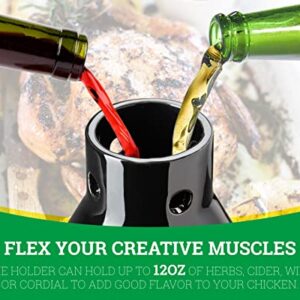 Ceramic Beer Can Chicken Holder for Smokers, Vertical Chicken Cooking Roaster - Infusing the Chicken with the Flavor-infused Steam, Accessories for Green Egg and Classic Joe, Clean-up is A Cinch