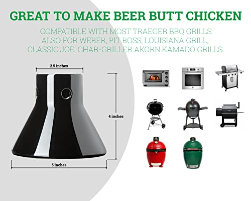 Ceramic Beer Can Chicken Holder for Smokers, Vertical Chicken Cooking Roaster - Infusing the Chicken with the Flavor-infused Steam, Accessories for Green Egg and Classic Joe, Clean-up is A Cinch