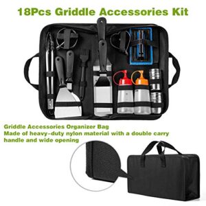 Griddle Accessories Kits, OneLeaf 18Pcs Flat Top Grill Accessories for Blackstone, Outdoor Griddle Tools for Hibachi, Spatula, Scraper, Griddle Carry Bag for Outdoor BBQ & Camping