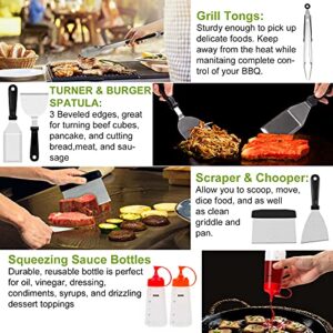 Griddle Accessories Kits, OneLeaf 18Pcs Flat Top Grill Accessories for Blackstone, Outdoor Griddle Tools for Hibachi, Spatula, Scraper, Griddle Carry Bag for Outdoor BBQ & Camping