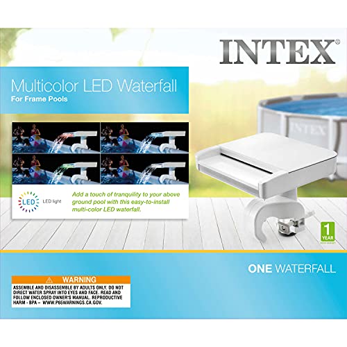 Intex Multi-Color LED Waterfall Cascade for Intex Above Ground Pools, with Hydroelectric Power - No Batteries Required, 14"