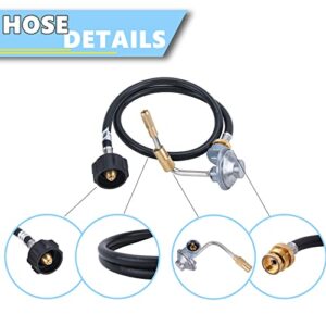 JEASOM Propane Adapter Hose and Gas Grill Regulator 3 FT fit for Blackstone 17”, 22” Tabletop Griddle- QCC1 / Type1 Connects for 1 lb to 20 lb Propane Tank.