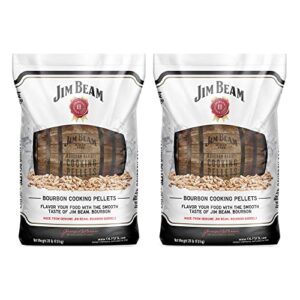 ol’ hick cooking pellets 20 pounds barbecue genuine jim beam bourbon barrel grilling smoker cooking pellets bag for grilling and smoking (2 pack)