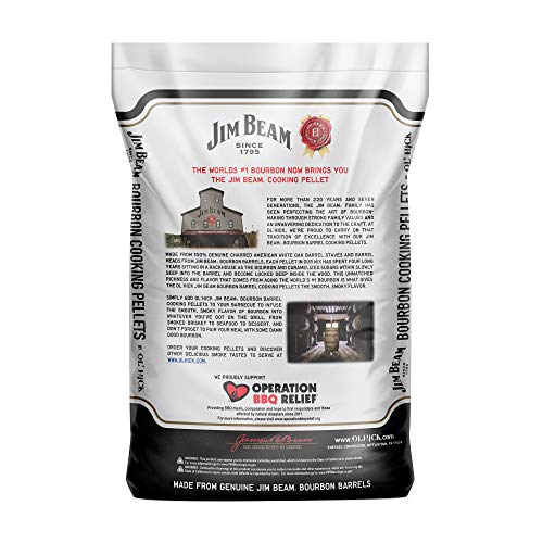 Ol' Hick Cooking Pellets 20 Pounds Barbecue Genuine Jim Beam Bourbon Barrel Grilling Smoker Cooking Pellets Bag for Grilling and Smoking (2 Pack)